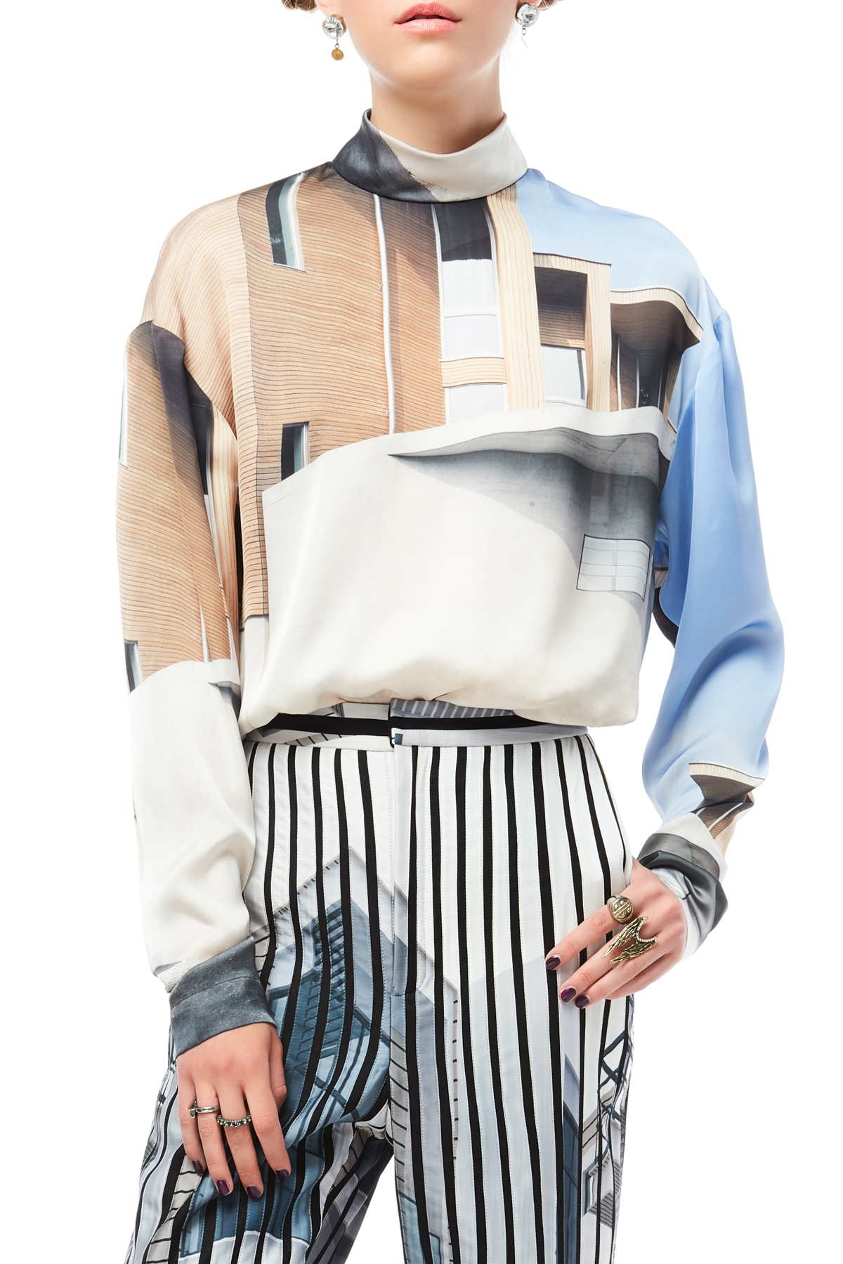 Vela De, blouse, print top, print blouse, long sleeve blouse, party dress, beach dress, designer dress, outfit, fashion, designer clothes, ชุดแบรนด์เนม, เช่าชุด, ชุดออกงาน, ชุดปาร์ตี้, ชุดไปเที่ยว
