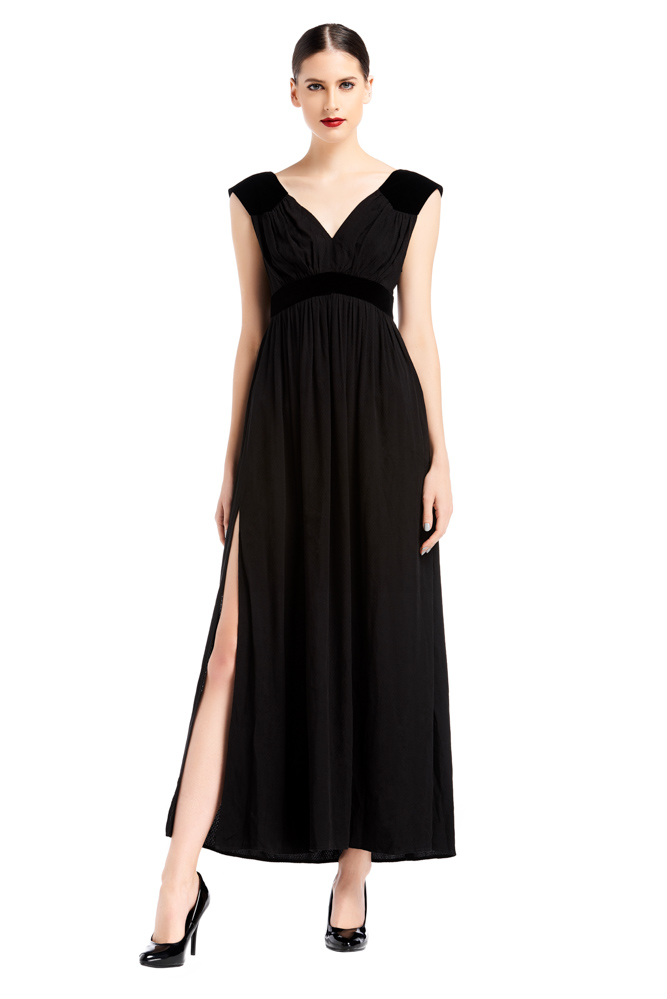 maje, dress, long dress, black dress, v-neck dress. party dress, gala dinner dress, outfit, เช่าชุด, เดรส, เดรสยาว, ชุดปาร์ตี้, เดรสสีดำ