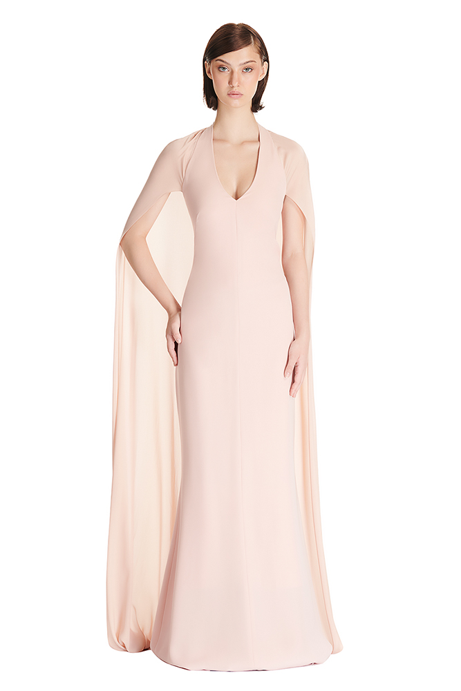 Chiffon Cape Nude Dress
